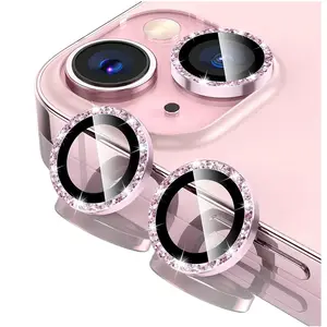 Bilashmart 2 3 Glitter Camera Lens Protector Cover IPhone 16 Pro Max 16 Plus 13 Mini 14Pro 15Pro Pink Glass Protection Accessories