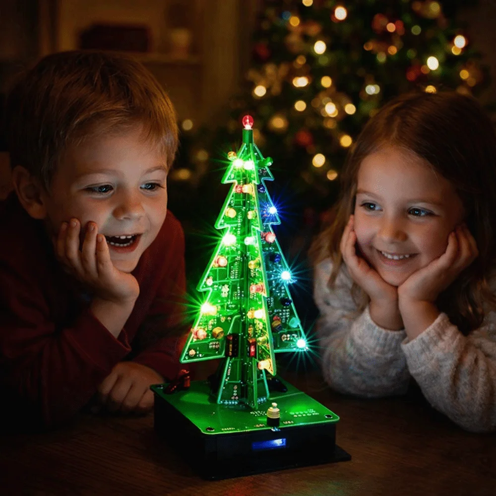 

Набор для пайки 3D LED-елок: красно-зелено-желтая мигающая LED-елка с 3/7 цветами, игрушка для пайки, набор для отработки навыков пайки