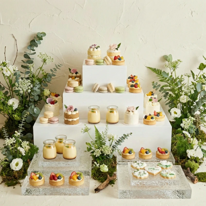 9pcs Fashion Cake Candy Bar Dessert Column Buffet Riser Wedding Table Centerpieces Home Hotel Cupcake Food Drinks Fruits Holder