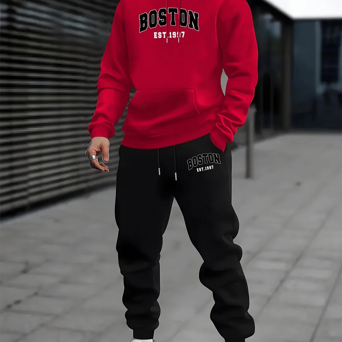 

Hot Autumn/Winter American Alphabet Ins Style Trendy Men's 3D Printed Large Hoodie Set Men's Adult Hoodie Waist Pants Unisex