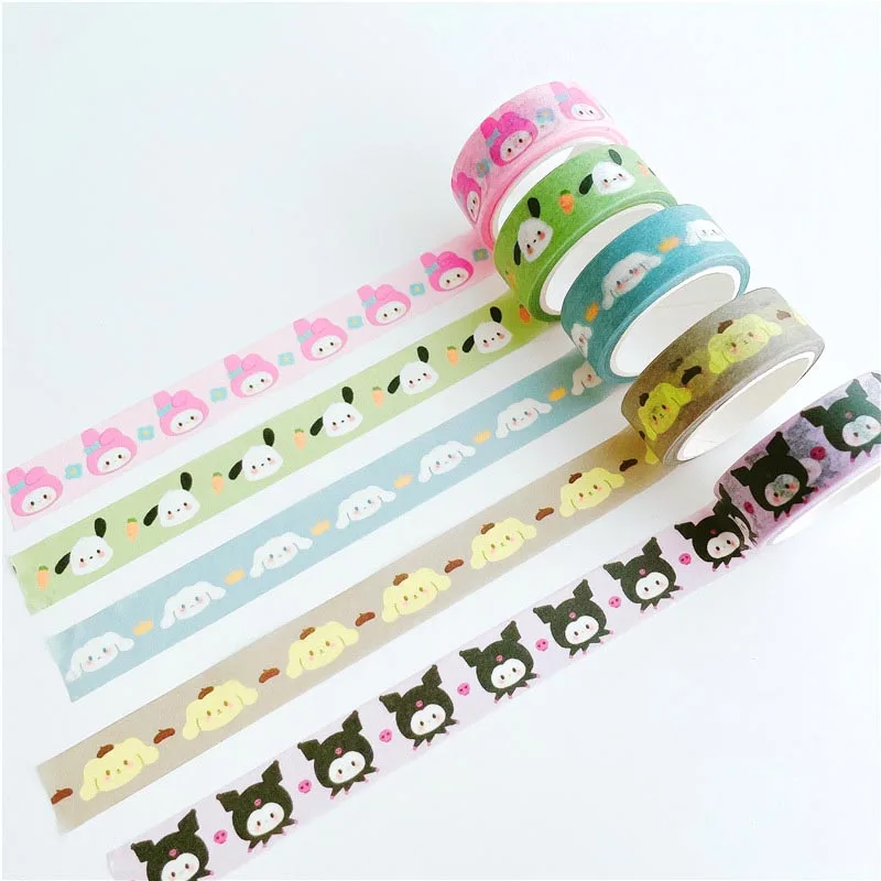 

10pcs/lot 15mm*5M Sanrio Kuromi Cinnamoroll Washi Tape Pochacco Sticker Scrapbooking Diary Adhesive Masking Tape Stationery Gift