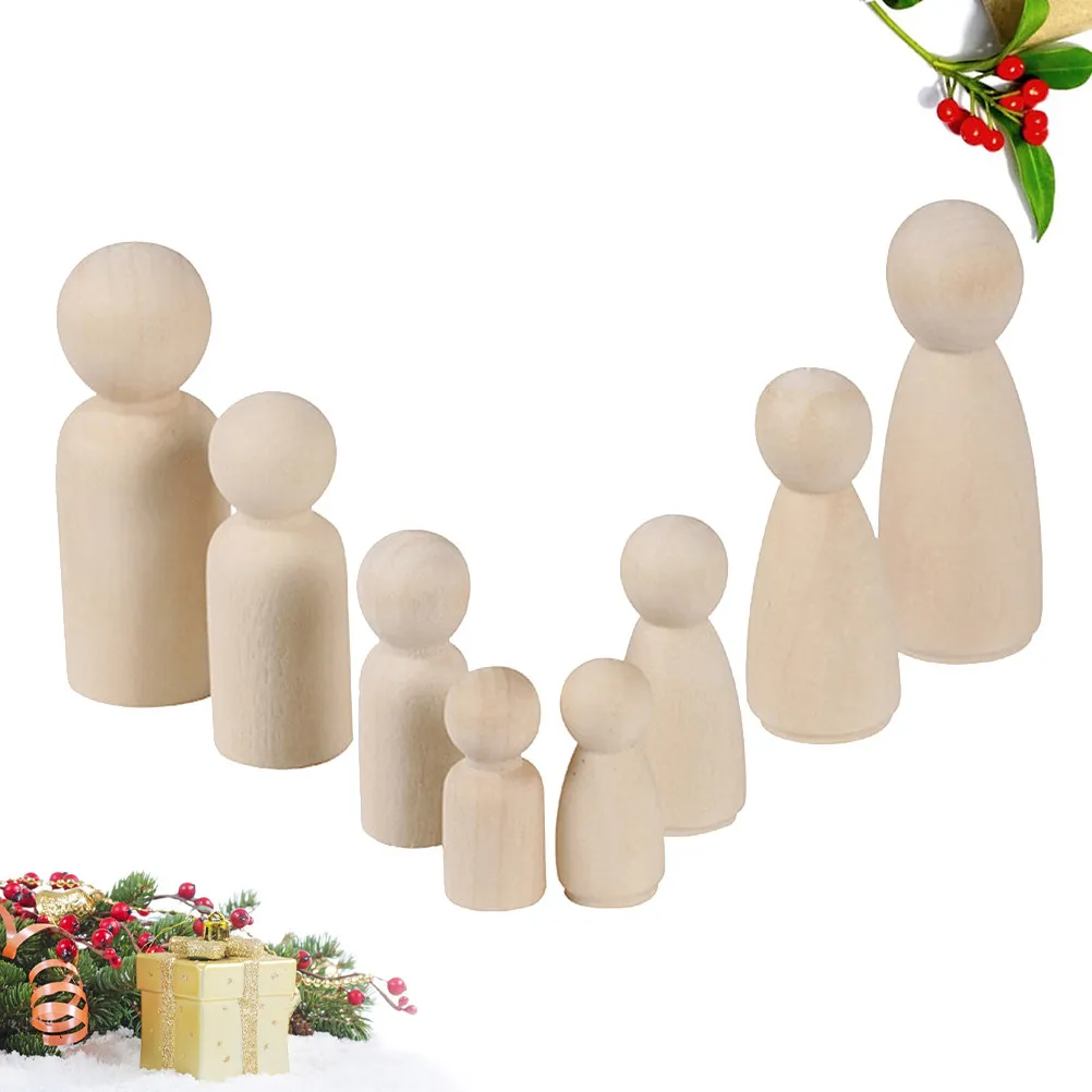 16Pcs Children Graffiti Wooden Angel People Unfinished Craft Kit Easy Paint Stain Coordination Educational Gift