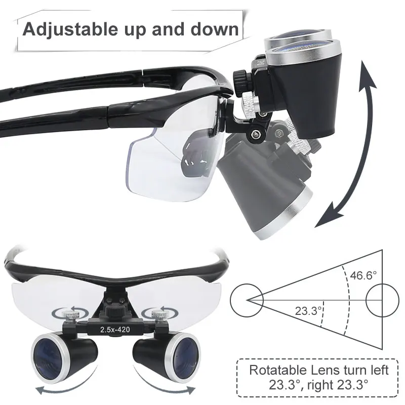 Lupa Dental para cirugía médica, lupa Binocular LED de 2.5X /3.5X, luz de cabeza Dental recargable para dentista