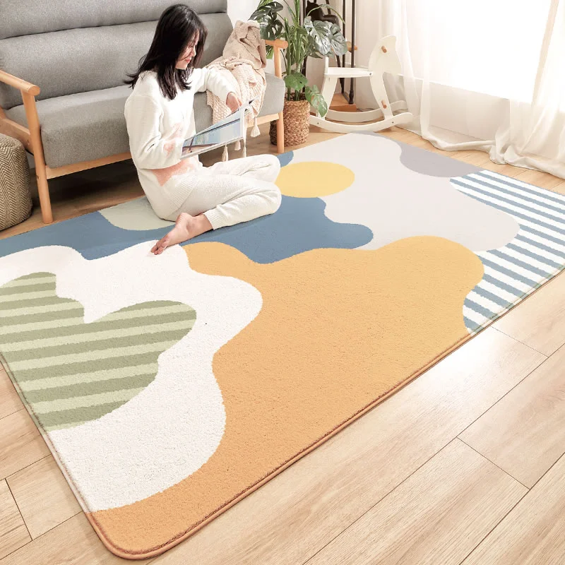 Nordic Simple Largearea Living Room Decorative Carpet Fluffy Plush Thickened Bedroom Carpets Dirtresistant Nonslip Easy Care Rug