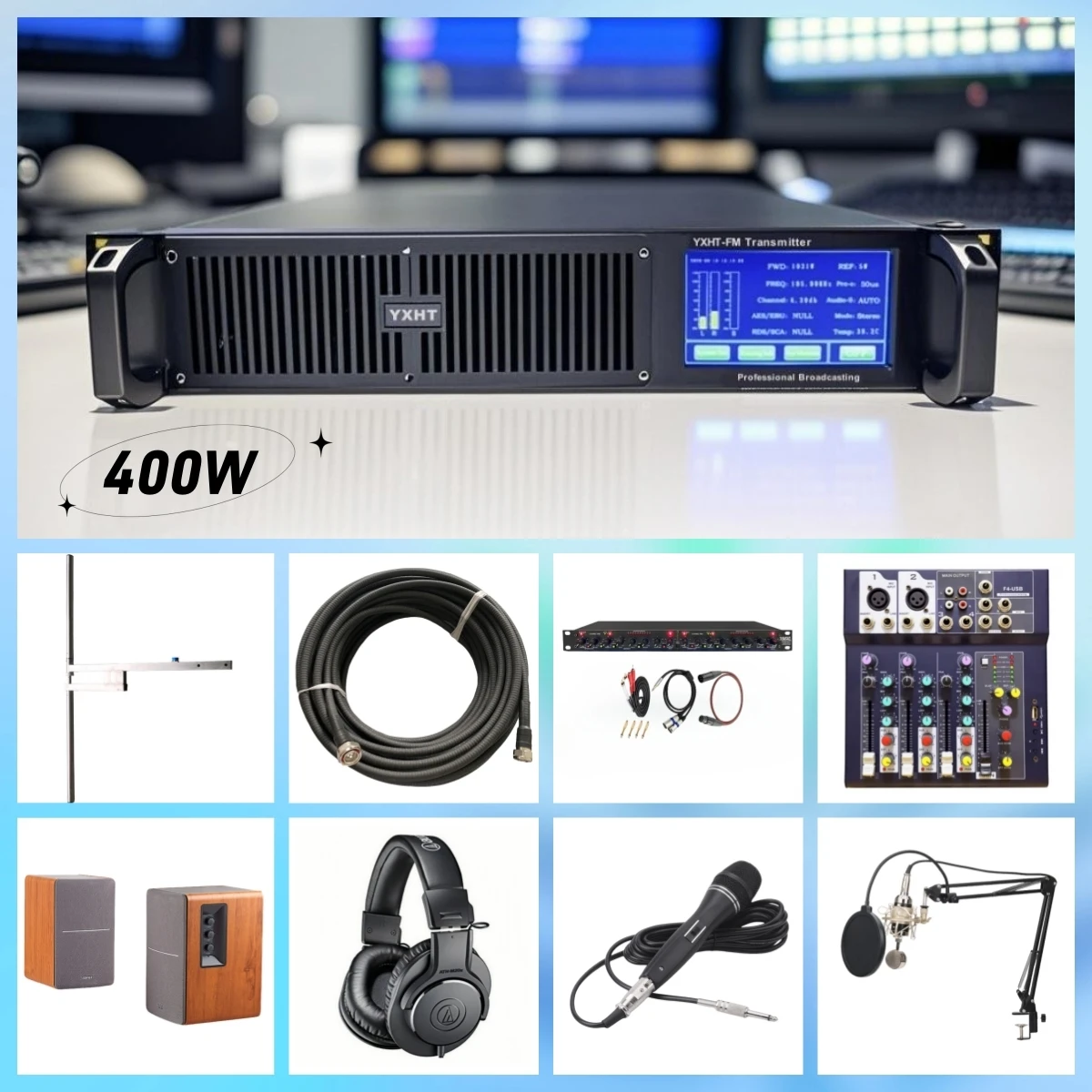 

YXHT-2 400W FM Starter Pack – Antenna & Cables Included for Radio Stations