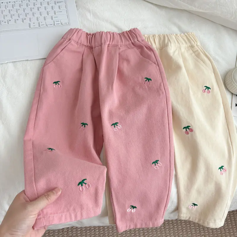 Children\'s pants Spring and Autumn new baby beige casual pants Cotton girls\' pants Fashion