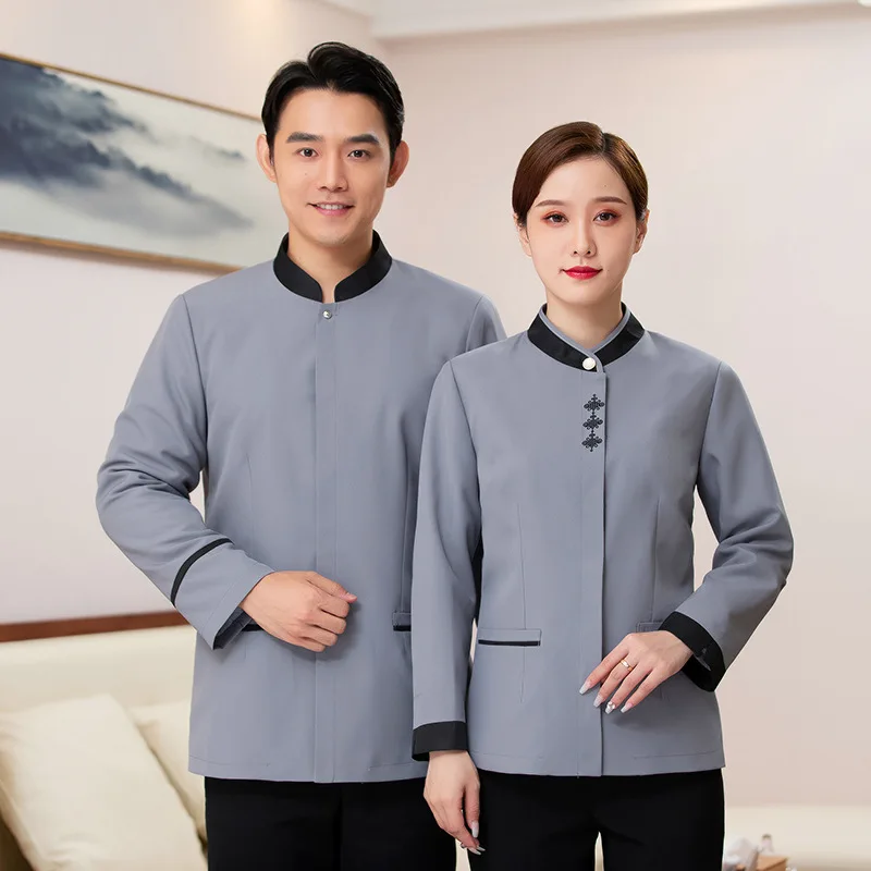 Property Long-Sleeve Working Clothes Autumn and Winter Restaurant Hotel Guest Room Waiter Workwear Cleaning Tooling Fem