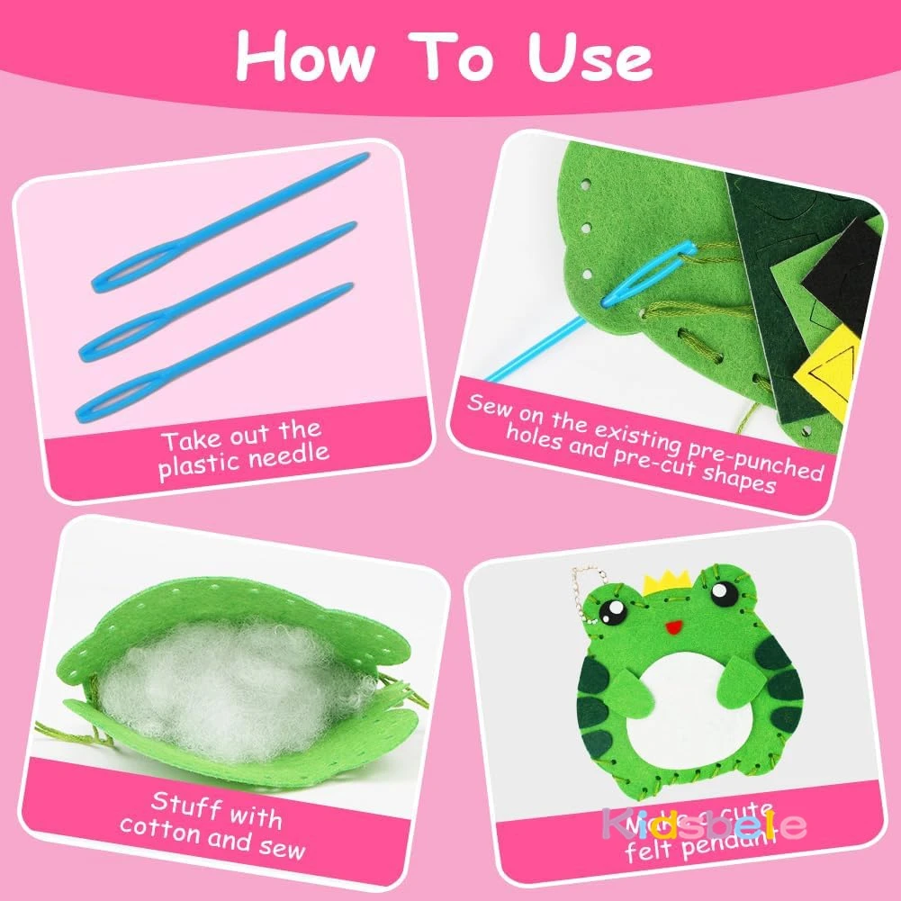 Doll Handmade Sewing Toy Montessori DIY Craft Kit for Beginners With 6 Key Rings Fun Family Party Gift Birthday Present for Kids