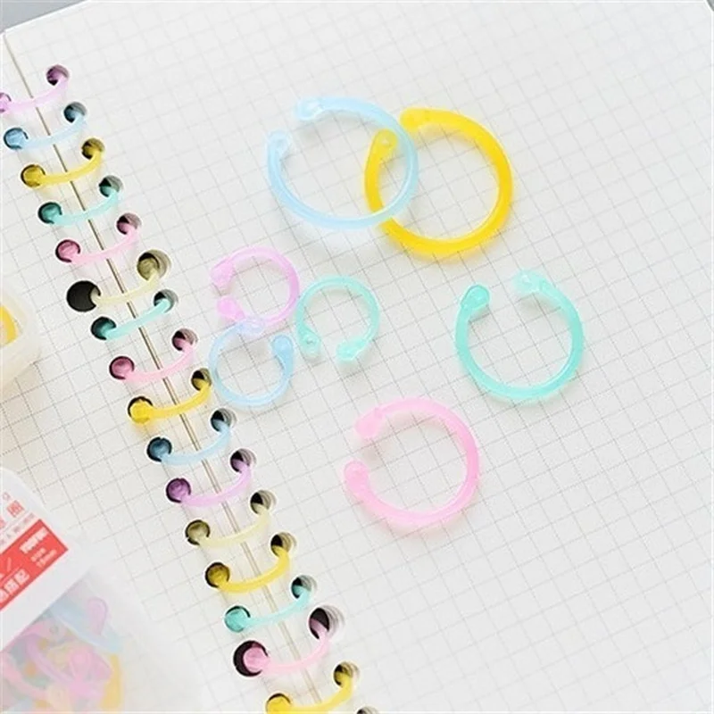 30pcs/bag Colored Easy Notebook Loose Leaf Ring Binder Multi-function Circle Calendar Ring Keychain Bobbin Winder
