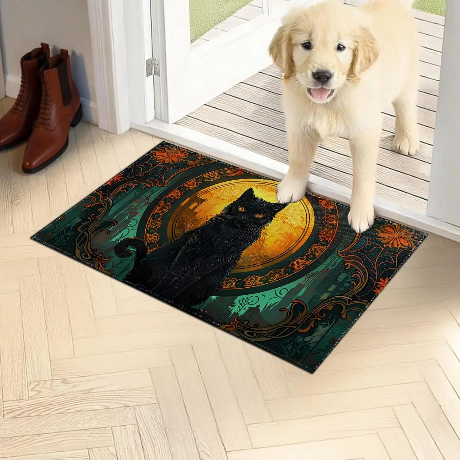 Super Cute Cat Welcome DoorMat Tabby Cat Paw Print Entry Mat Home Decoration Front Door Rug Patio Corridor Living Sofa Side
