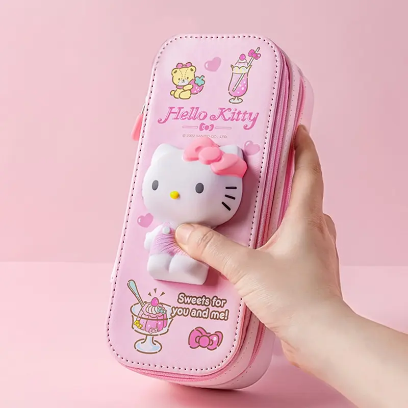 3D Pencil Case Decompression Sanrio Series Cute Large Capacity Storage Double Layer Multifuntion Stress Reliving School Supplies