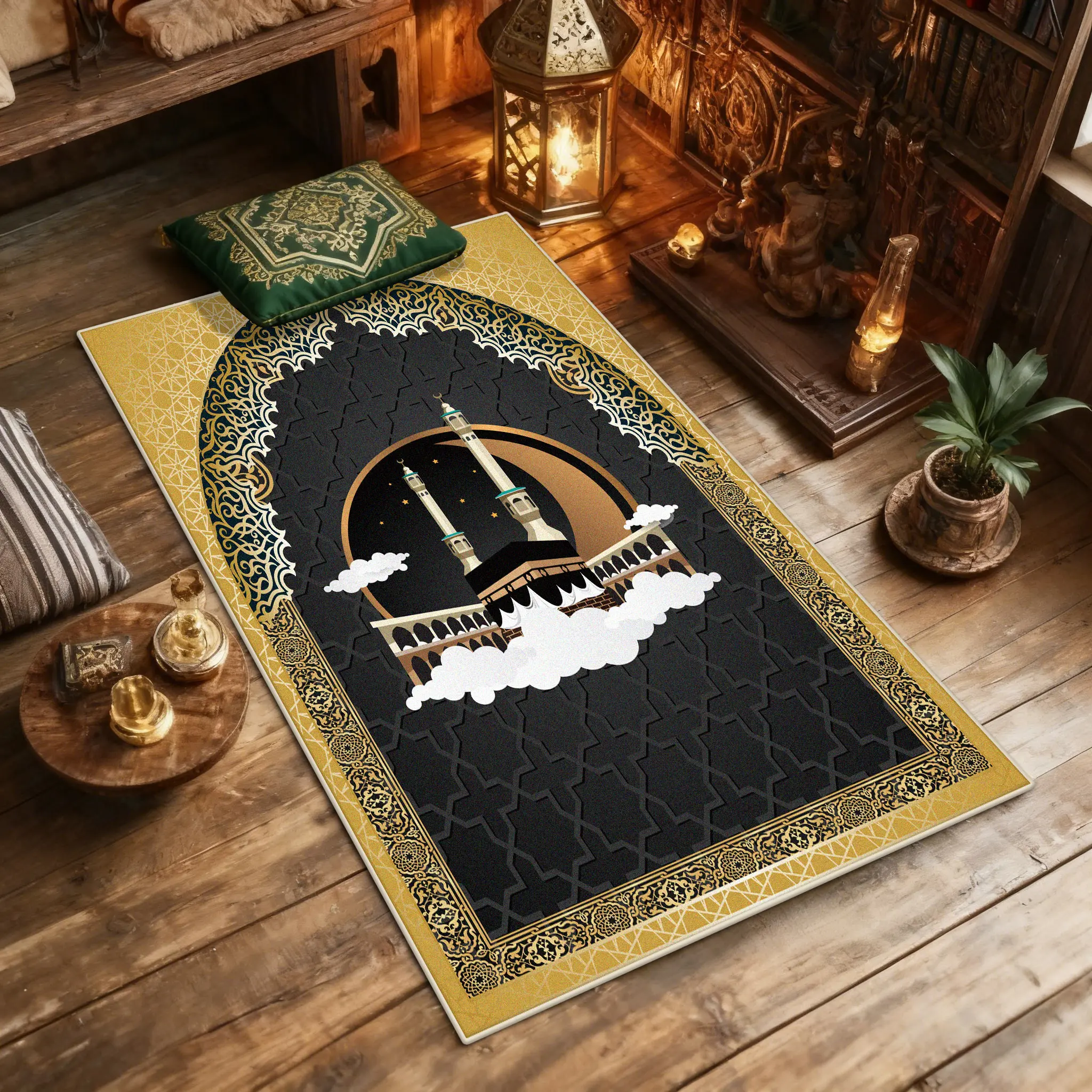 Religious Culture Prayer Floor Mat Islam Style Home Prayer Room Area Washable Antiskid Mats Art Decoration Aesthetic Rug Musalla