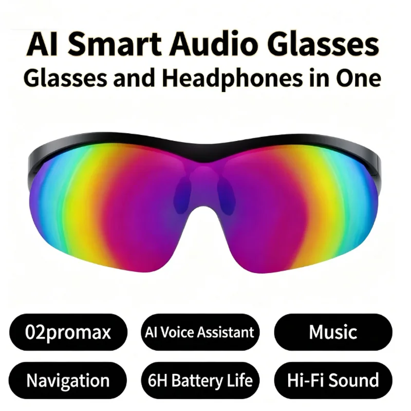 Lenovo Smart Bluetooth Glasses 02pro Max Bluetooth V5.4 Smart Glasses for Making and Receiving Calls All-in-One Outdoor Sports view 4