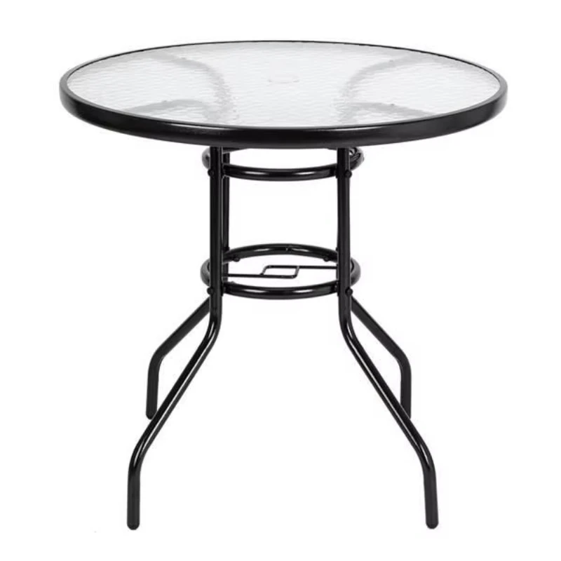 Outdoor dining round glass table Tempered glass for patio garden