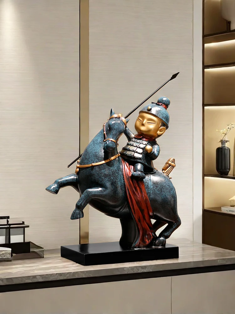 

Cavalier Terra Cotta Warriors Doll Minion Sculpture Souvenir Living Room TV Cabinet Entrance Home Decoration Relocation Gift