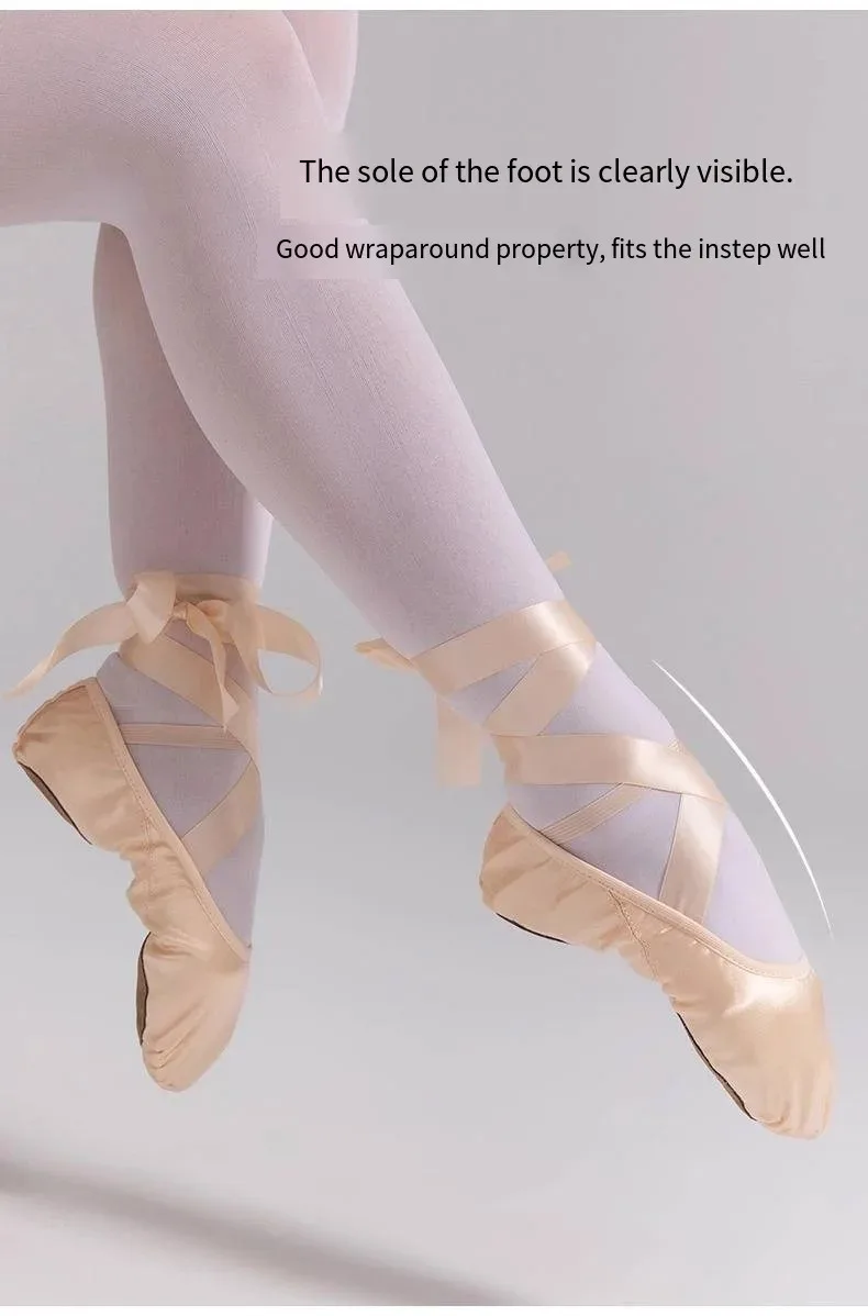 S.lemon Damen Satin Ballettschuhe mit Bandverschluss Blush Pink Professionelle Tanzschuhe – Detail 11
