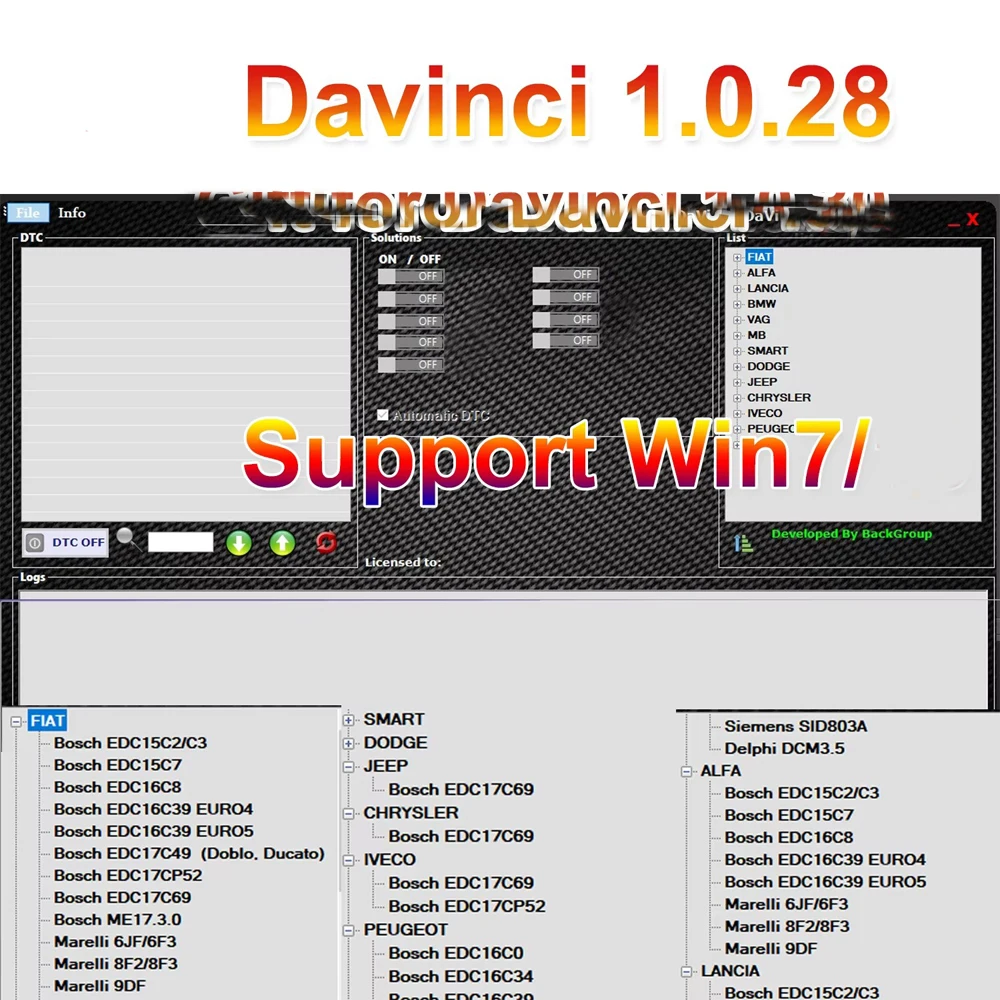 2024 hot Davinci 1.0.28 PRO Software Support Win 7 cars accessories  Work on KESS/KTAG