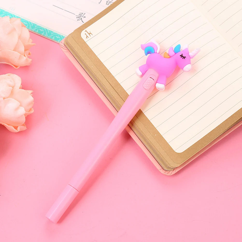 

4 Pcs Glowing Cartoon Horse Pens Smooth Writing Tip Black Ink Students Stationery Cute Portable Gel Pen