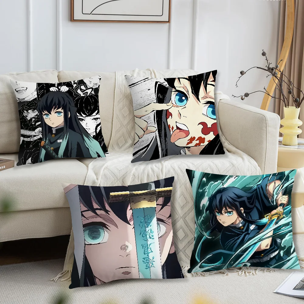 comic hot fanart anime m-Muichiro Tokito cushion cover soft Pillow Case for Sofa Living Room Home office Decor Protective Covers