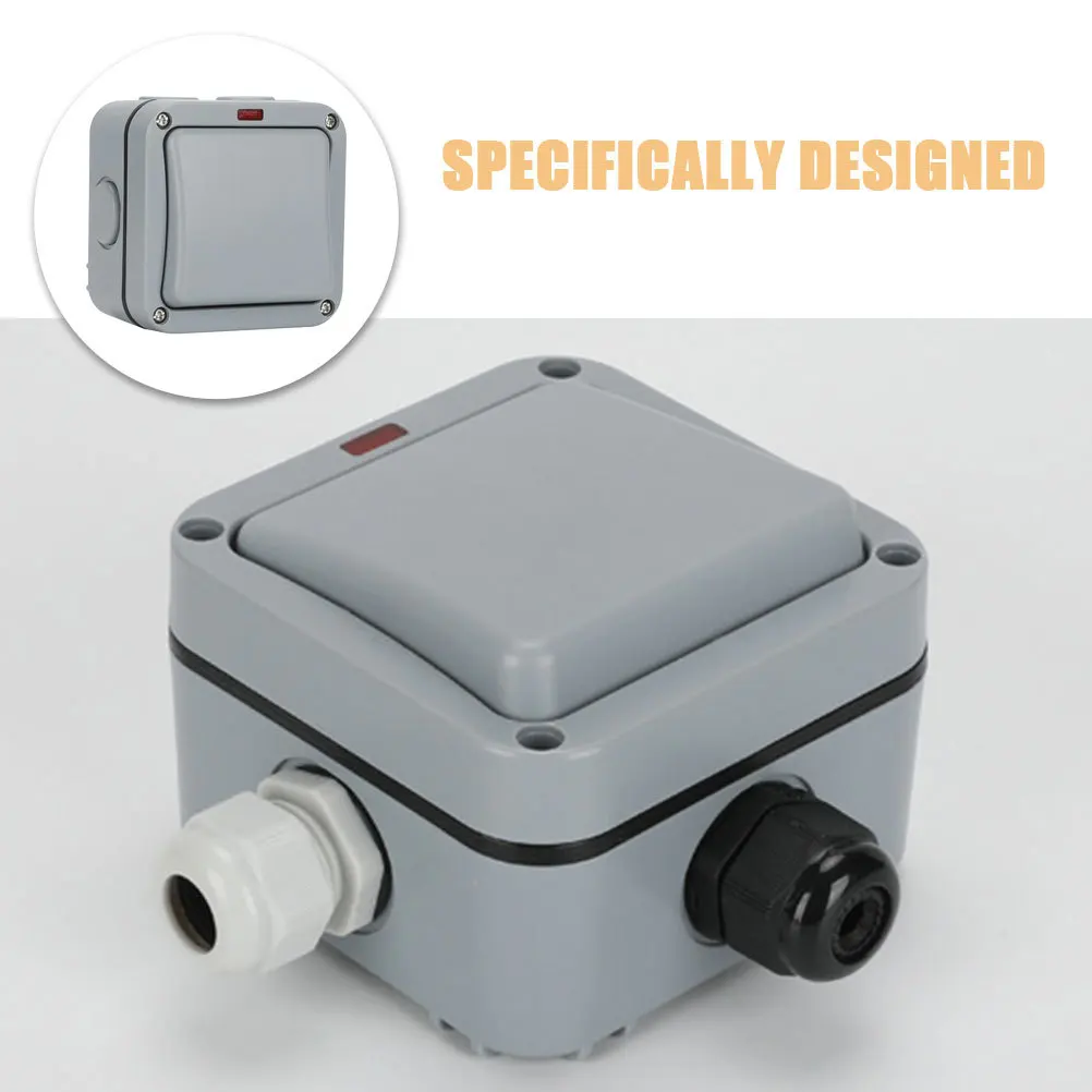 

Outdoor Plastic Light Switch Rainproof Wall Mounted Button Push Switch for Garden Bathroom Access Control Electrical