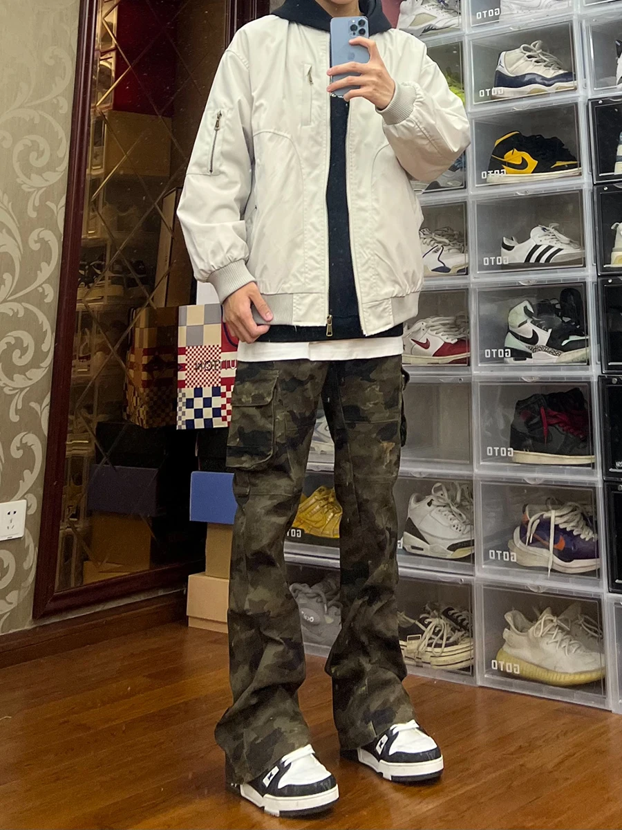 

Men's Camouflage Work Pants Straight Leg Multi-ket Autumn Winter Street Sle Slimming Trousers Casual Faion Youthwear