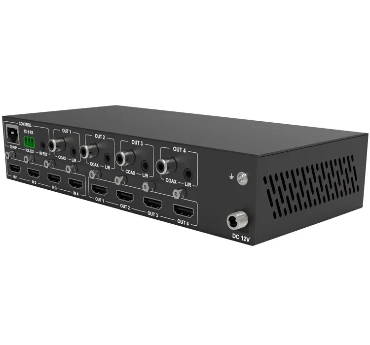 HDMI Matrix Switch 4x4, 4K HDMI Matrix Switcher Splitter 4 in 4 Out Box With EDID for Home Theatre System