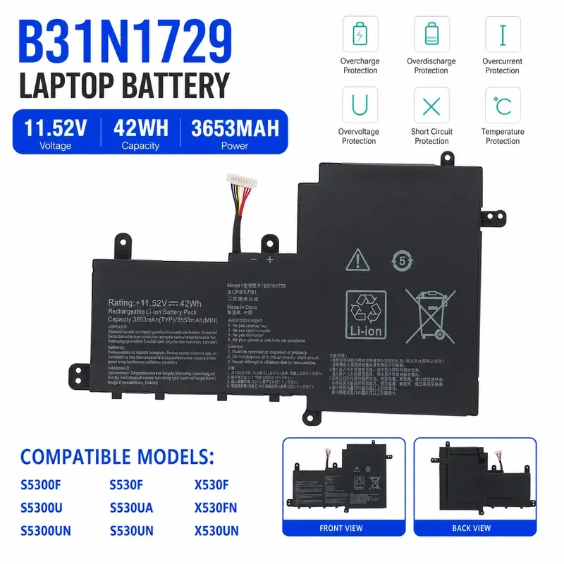 Applicable to ASUS Lingyao S2 generation S5300F S15 S5300U S530U X530F B31N1729 battery