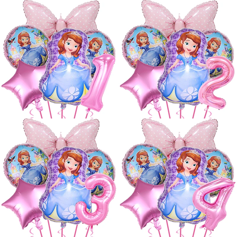 Princess Sofia Balloons Girl Birthday Party Decoration Foil Helium Globlos Baby Shower Inflatable Surprise Gifts Decor Kid Toys