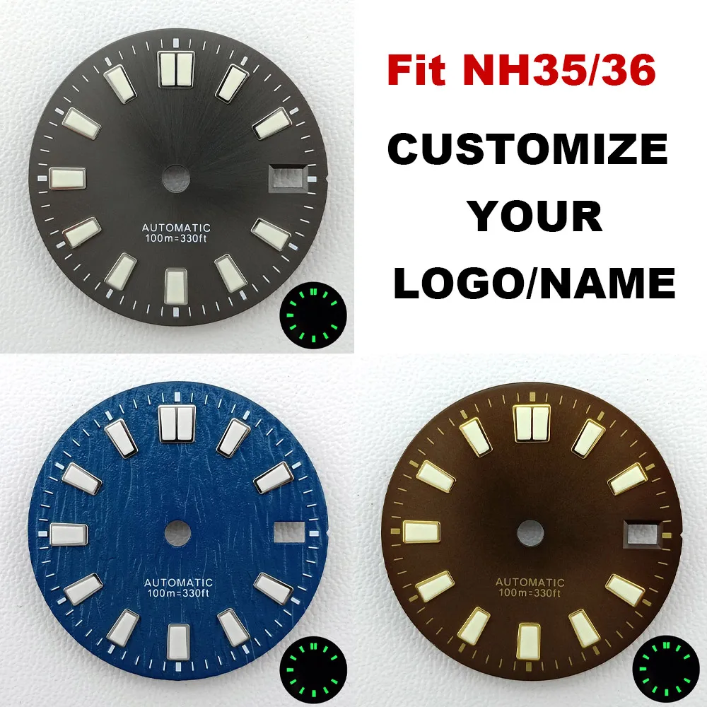 28.5mm Dial Fit NH35/36 Movement Green Luminous Dial With Customizable LOGO/no LOGO Watch Accessories