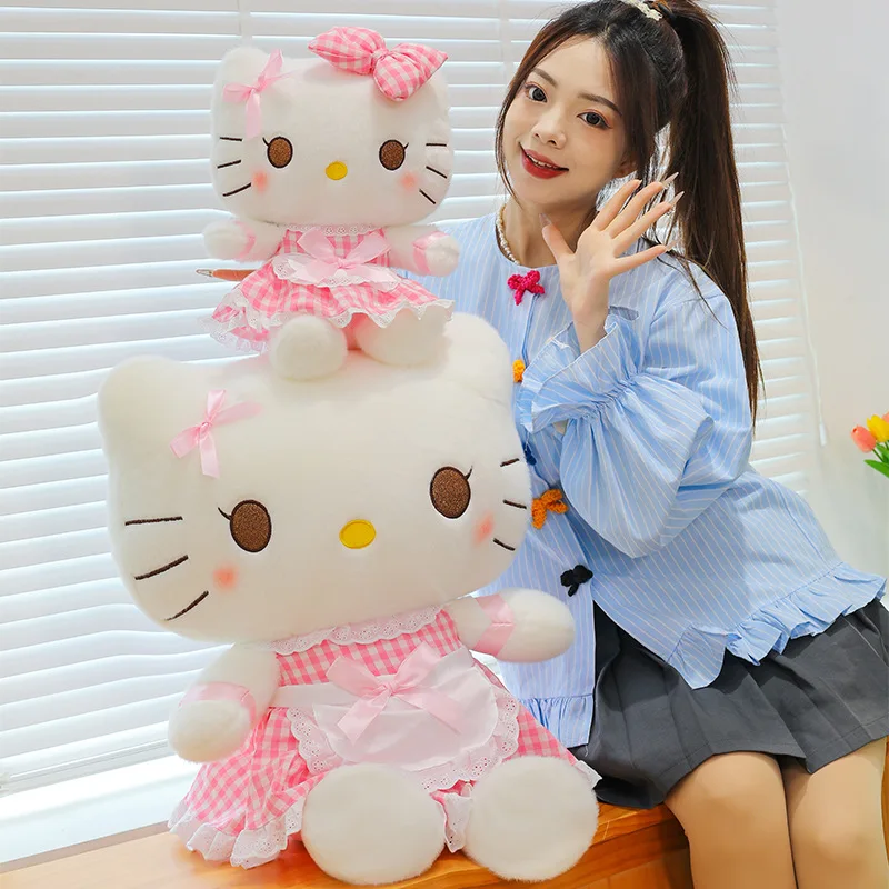 65cm Sanrio 헬로 키티 애니메이션 헬로 키티 인형 장난감 플러시 소프트 베개 소녀 생일 선물 Kawaii 헬로 키티 봉제 인형