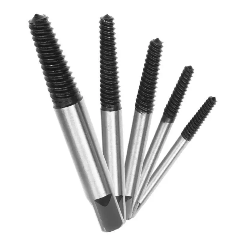 5pc Broken Head Screw Extractor 6pc Coarse Teeth Fine Teeth Water Tap Broken Thread Extractor Screwdriver Tool Plastic Box Set