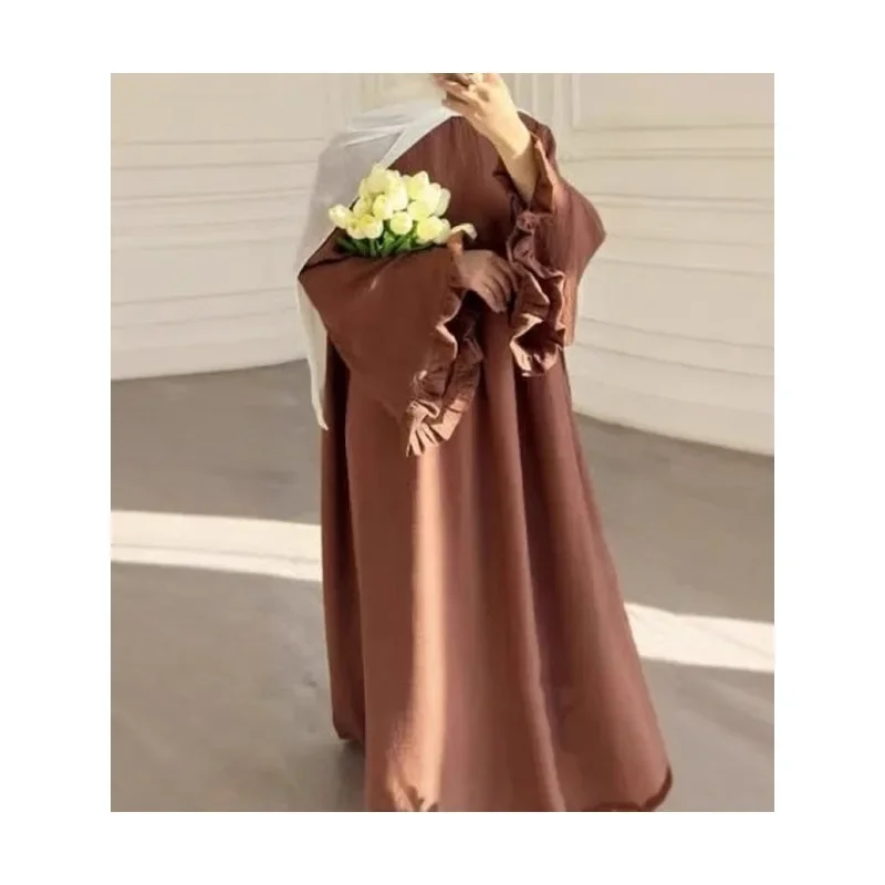 

Новый женский халат, модное и элегантное однотонное платье с рукавами-лепестками K112