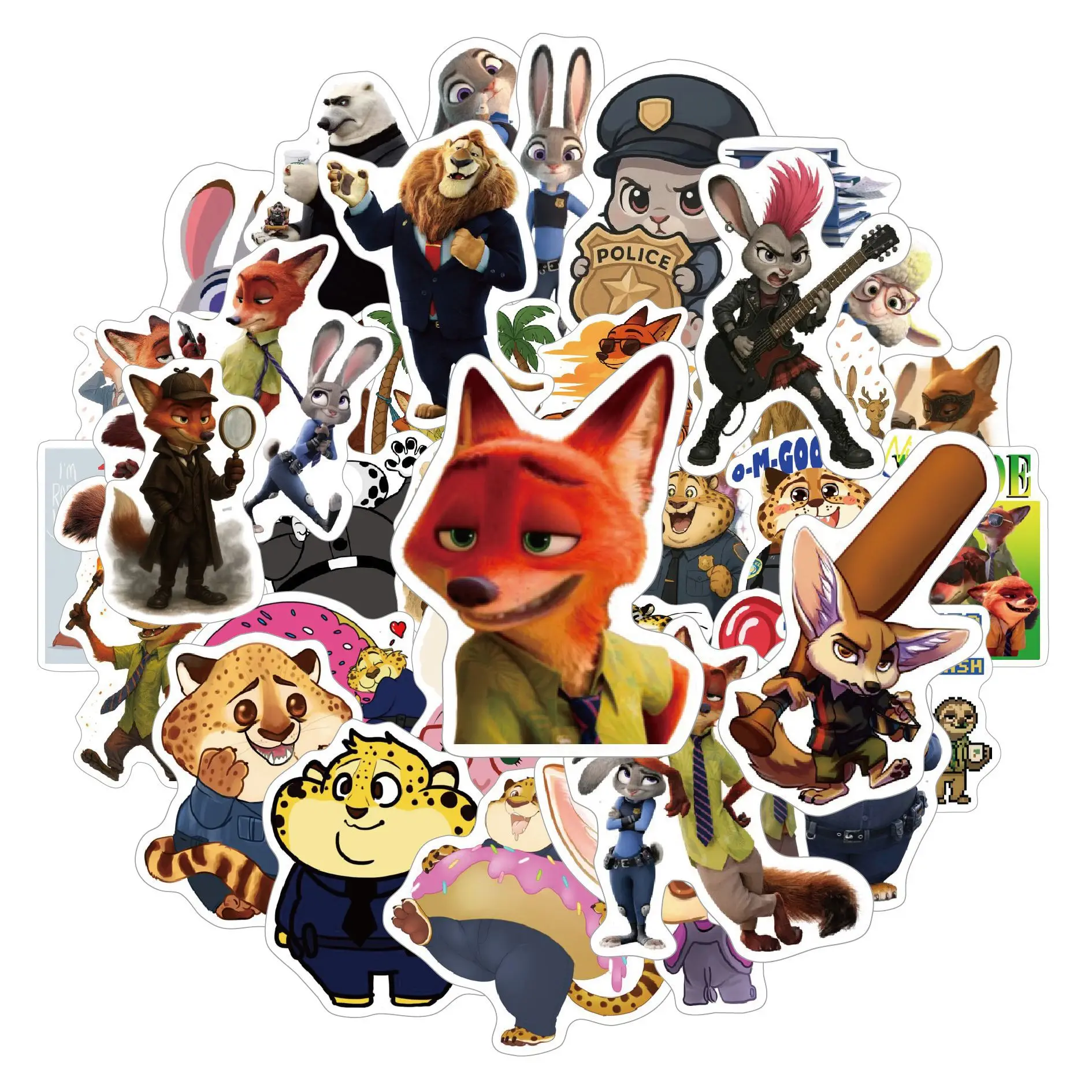 

50PCS Cute Zootopia 2 Stickers for Disney PVC Cartoon DIY Decals Decoration For Skateboard Notebook Phone Bike Funny Graffiti