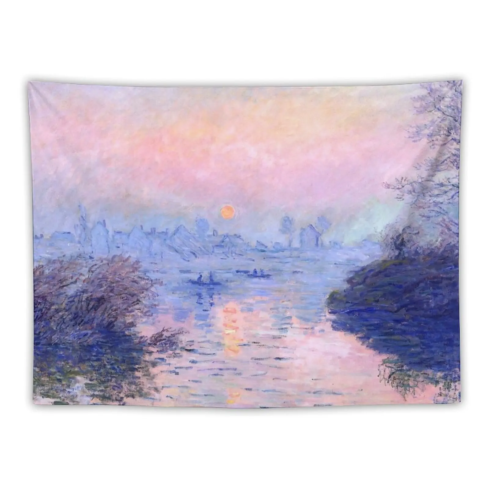 Claude Monet Sunset on the Seine at Lavacourt, Winter Effect Tapestry Aesthetic Decoration Decoration Wall Tapestry