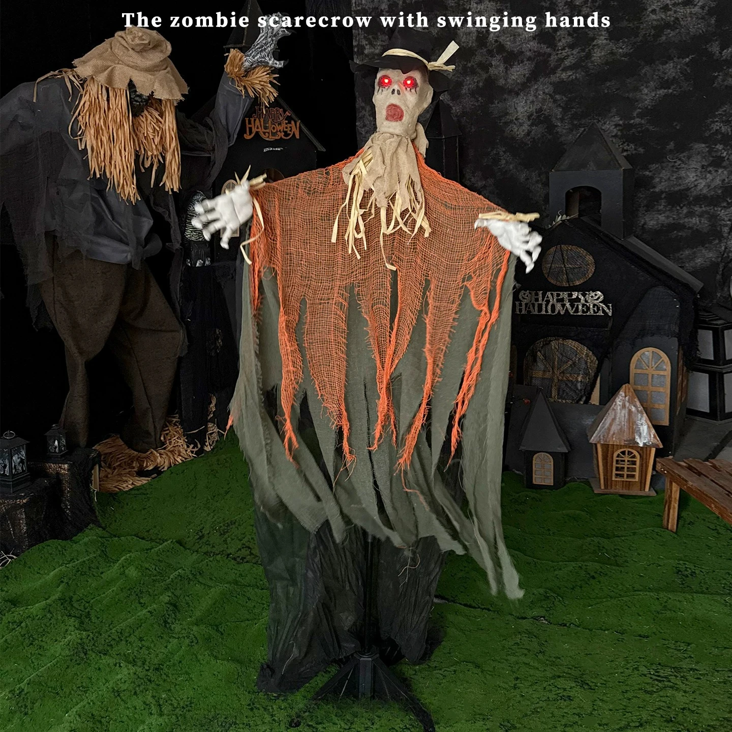 For large and medium-sized standing ornaments, for haunted house secret room electric induction zombie scarecrow ornaments