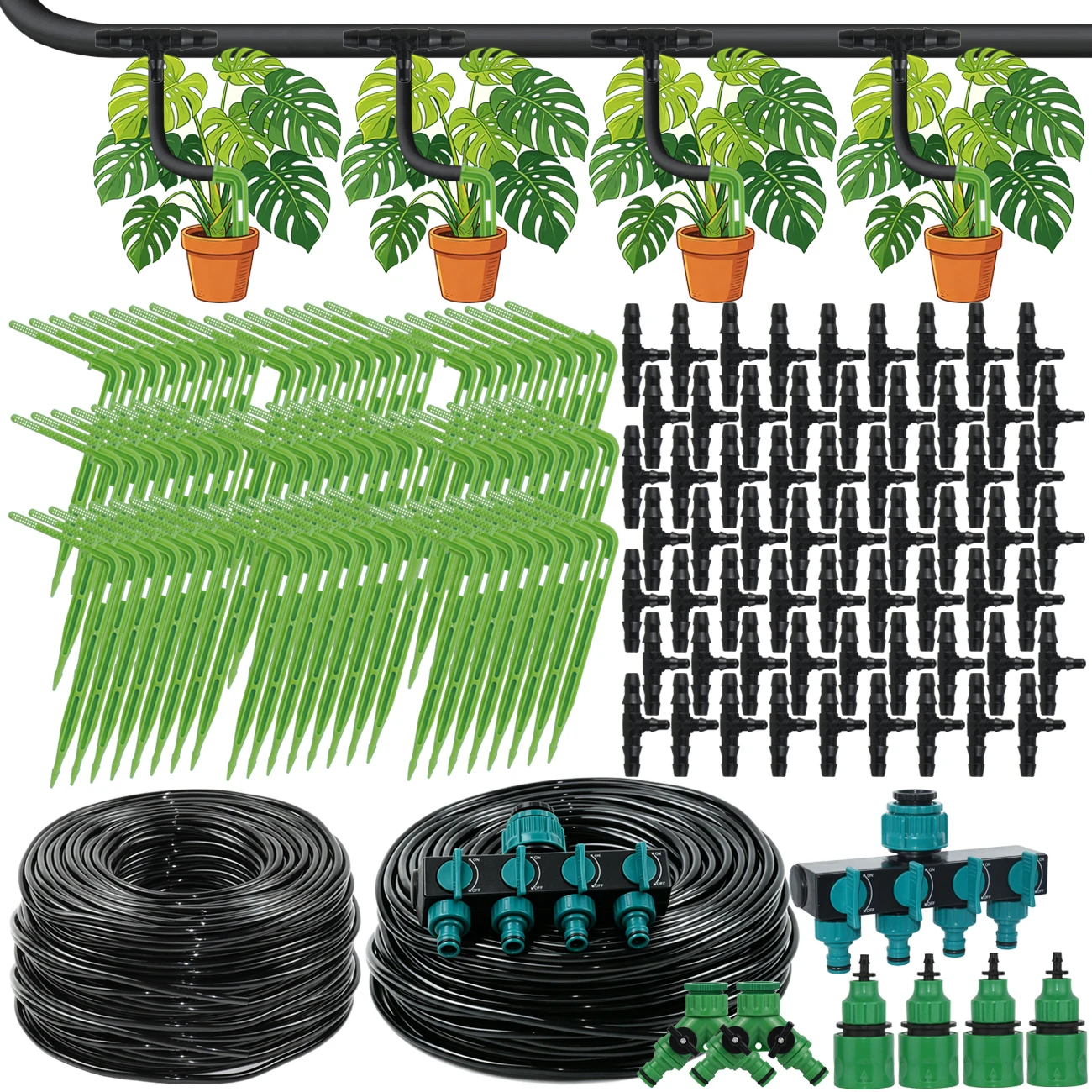 KESLA 1/4'' PVC Hose Automatic Drip Irrigation Kit 4/7mm to 3/5mm Arrow Dripper Garden Micro Watering System for Potted Plant