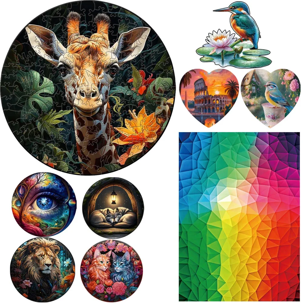 

Жираф Птица Пейзаж Деревянная головоломка Уникальная форма Животные Головоломки Мозговой твистер Игрушки Уникальная форма DIY Интеллектуальные настольные игры