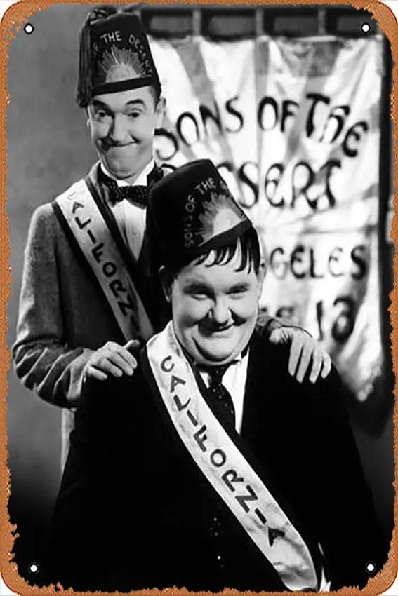 Letrero metálico de metal - Sons of the Desert, Stan Laurel, Oliver Hardy, 1933 - Placa metálica con póster para decoración de pared de cafetería, bar, hogar, liguihan