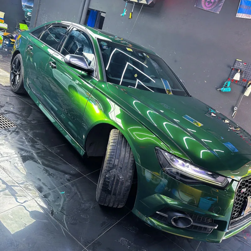 

PET Ultra Gloss Sonoma Green Vinyl Wrap Roll Adhesive Film Decal Motorbike Car Wrapping Sticker with Air Release