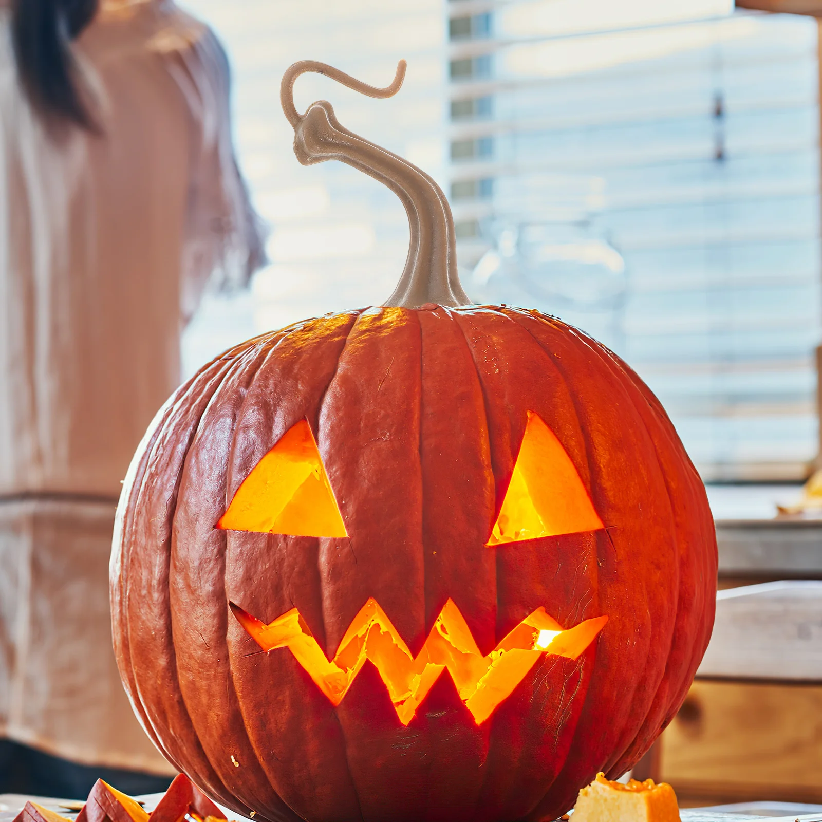 

Fake Pumpkins for Halloween Decor Plastic Pumpkin Stems DIY Fall Harvest Party Decoration Thanksgiving Foam Pumpkin Handle