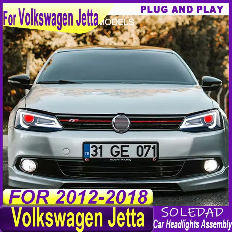 Car LED Headlight Assembly For Volkswagen Jetta 2012-2018 Head Lamp Modified A5 Daytime Running Light Streamer Turn Signal