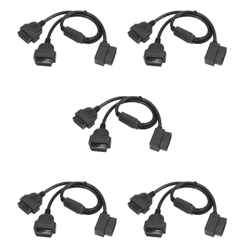 

5 Pcs 50Cm Y Style OBD 2 OBDII Adapter Splitter Cable Male To Dual Female OBD2 Diagnostic-Tool Car Connector Cable