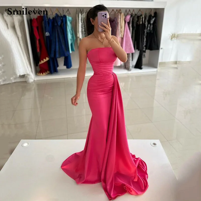 

Smileven Strapless Evening Dress Slik Satin Prom Dresses robe de soirée Popular Party Gowns 2024