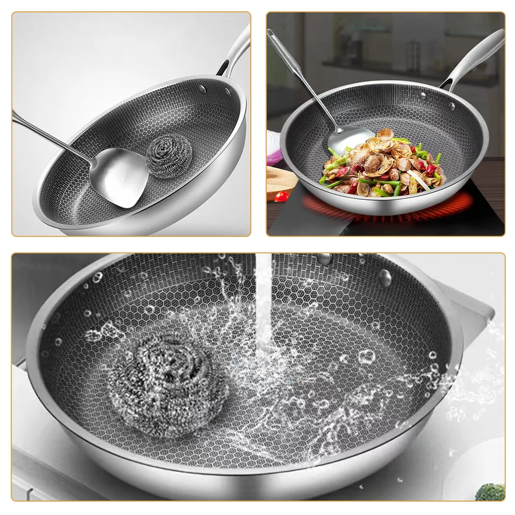 Restaurant Frying Pan Omelet Stainless Steel Cookware Cooking Pot No Coating Wok