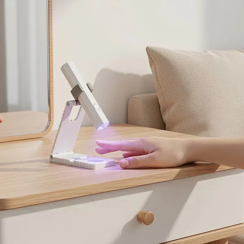 Handheld Nail UV Curing Lamp Foldable Stand Mini Portable Nail Dryer for Home DIY Nail Art Salon Travel Use