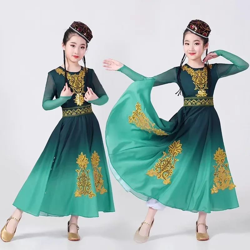 Elegant Xinjiang dance costumes Children minority girls Uyghur stage performance costumes Chinese ethnic dance costumes
