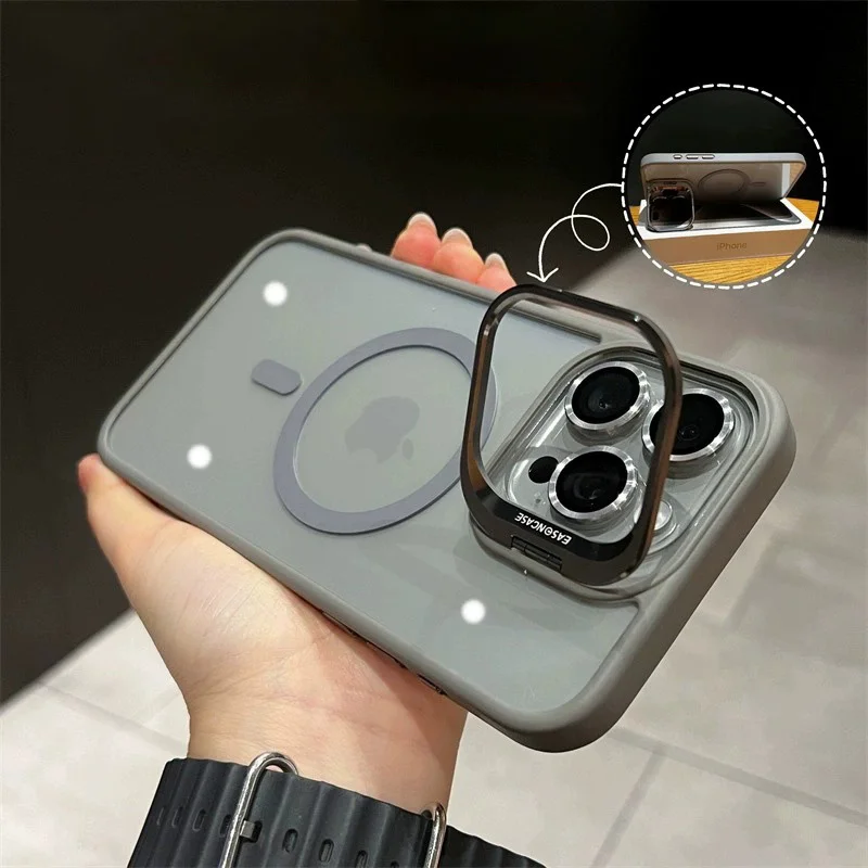 Luxo para magsafe caso de carga sem fio para iphone 17 12 13 14 15 16 pro max caso 16 17 pro magnético transparente duro capa traseira