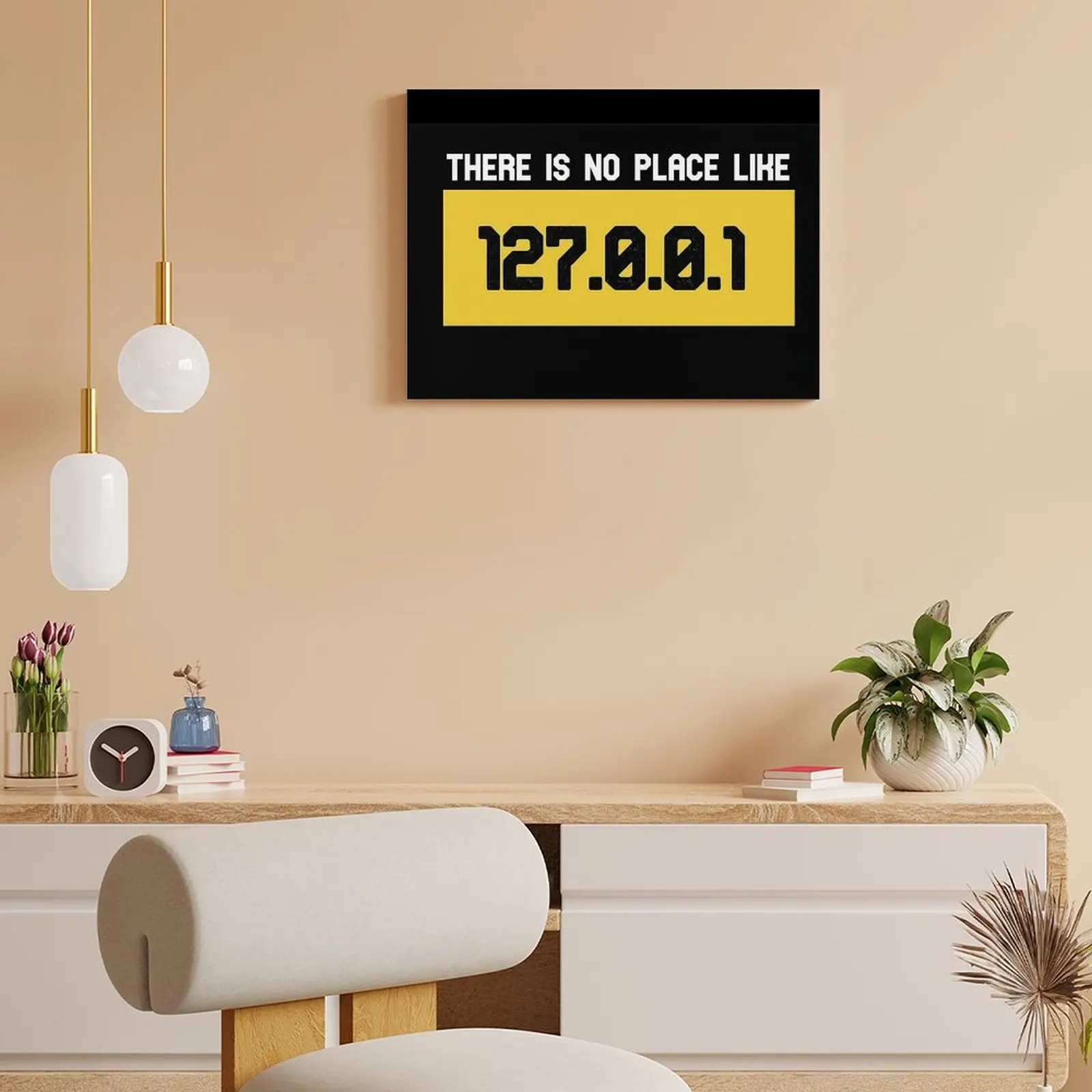 نكتة البرمجة ليس هناك مكان مثل 127 0 0 1 قماش اللوحة غرفة المعيشة حانة المرآب تصاميم لوحات حائط مؤطرة