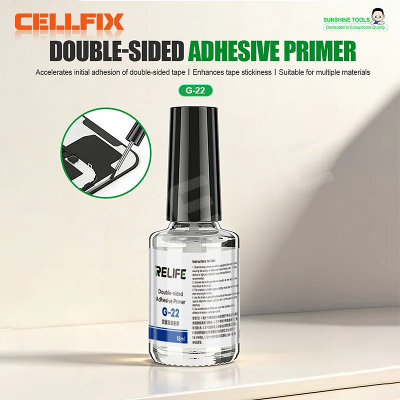 

Клей-грунт RELIFE G-22, вспомогательный клей, двусторонний, 18 мл, со встроенным кисточкой, с резьбовым наконечником, для рамок телефонов, пластиковых деталей автомобилей, стекла