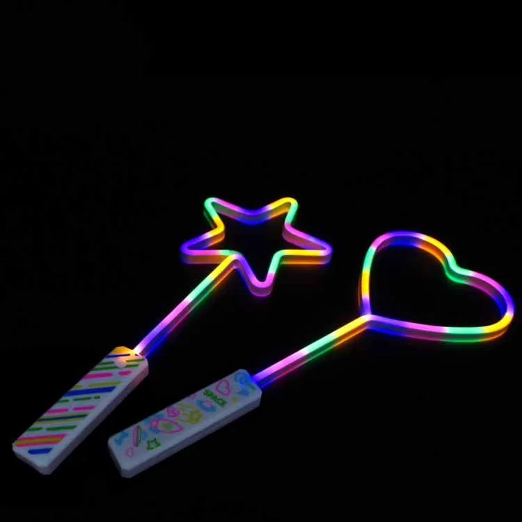 Children Light-emitting Toys Creative Flash Large Stars Love Heart Magic Wand Toys LED Light-emitting Stick Birthday Party Gifts